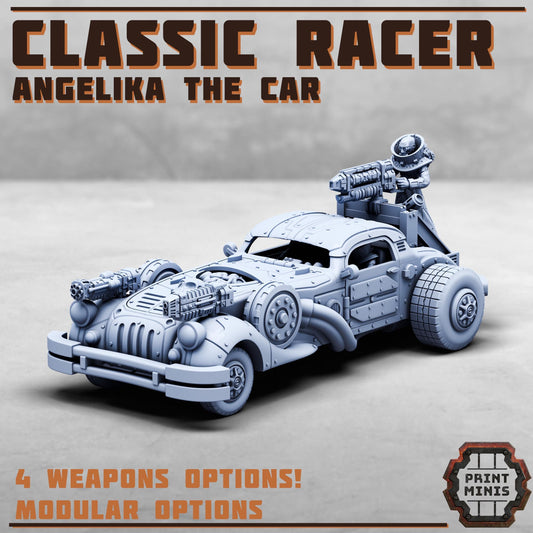 Classic Race Car - Angelika w/ Silent Spectres - Silent Spectre Gangers - Sci-Fi Grimdark Mercenaries by Print Minis