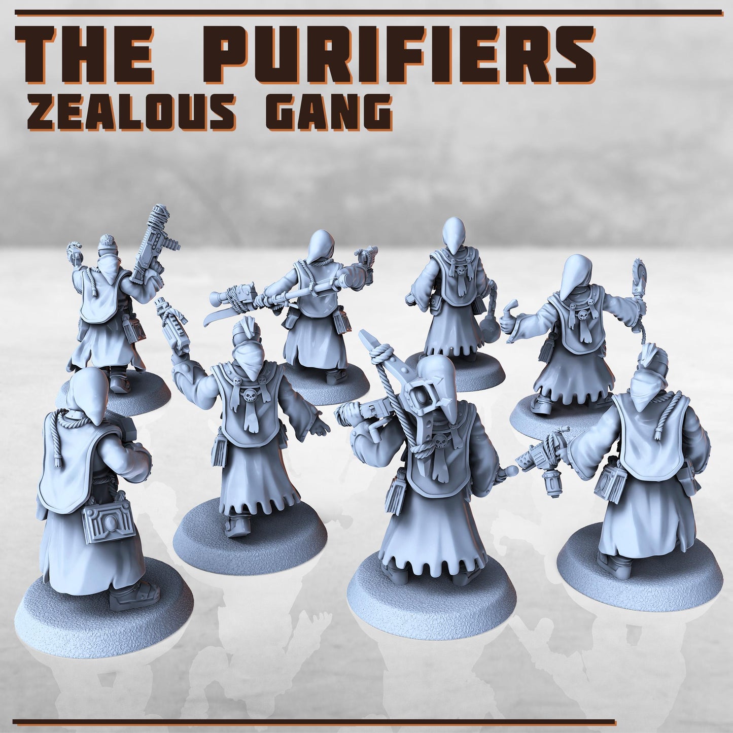 The Purifiers - Zealous Gang -  Sci-Fi Grimdark City Skirmish Warfare Purifier Mercenaries by Print Minis