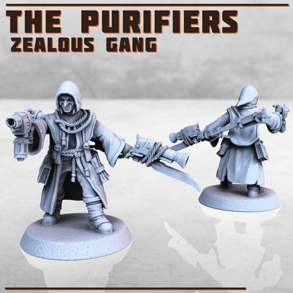 The Purifiers - Zealous Gang -  Sci-Fi Grimdark City Skirmish Warfare Purifier Mercenaries by Print Minis