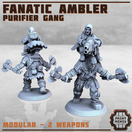 Fanatic Ambler - Purifier Gang -  Sci-Fi Grimdark City Skirmish Warfare Purifier Mercenaries by Print Minis