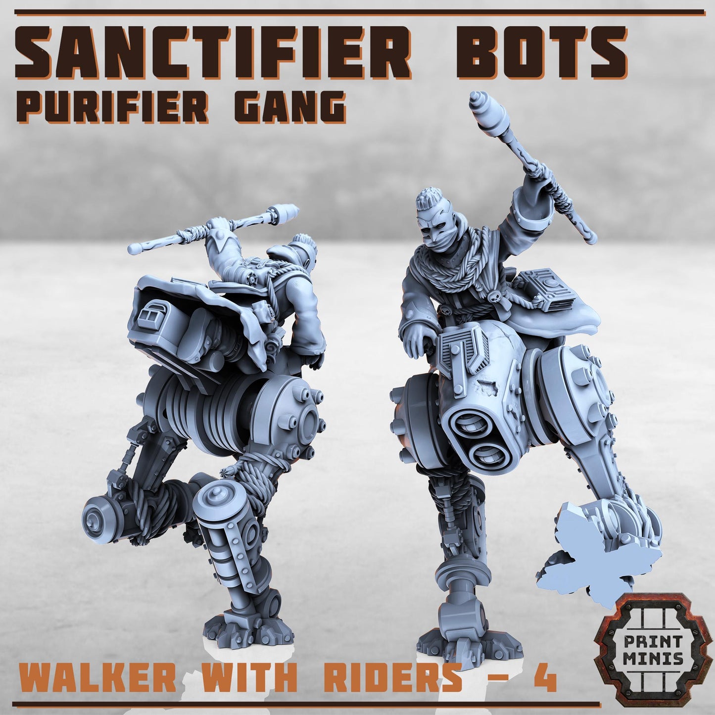 Sanctifier Bots with Purifier Riders -  Sci-Fi Grimdark City Skirmish Warfare Purifier Mercenaries by Print Minis