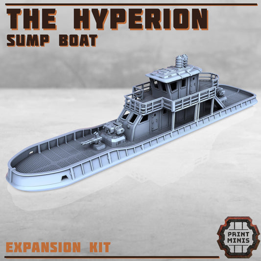 The Hyperion - Sump Boat - Sci-Fi City Skirmish Wargaming Terrain by Print Minis