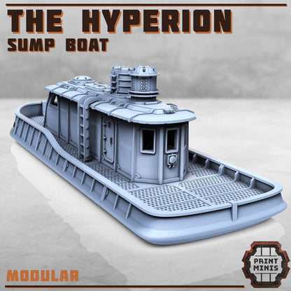 The Hyperion - Sump Boat - Sci-Fi City Skirmish Wargaming Terrain by Print Minis