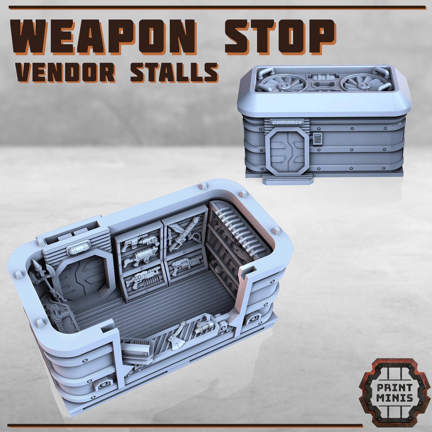 Market Vendor Stalls (interior details) - Sci-Fi City Skirmish Wargaming Terrain by Print Minis