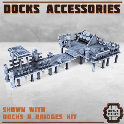 Bridges & Docks Terrain Kit - Sci-Fi City Skirmish Wargaming Terrain by Print Minis