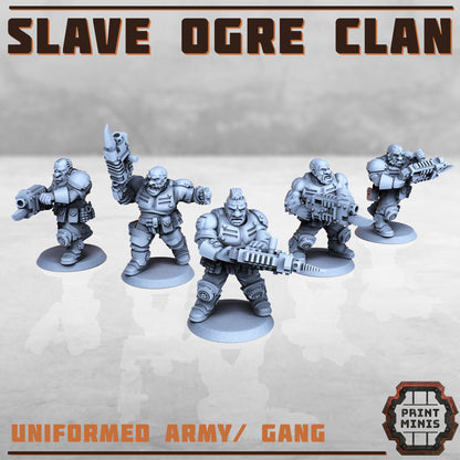 Slave Ogres Clan with Leader  -  Sci-Fi Grimdark Ogres by Print Minis
