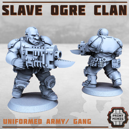 Slave Ogres Clan with Leader  -  Sci-Fi Grimdark Ogres by Print Minis