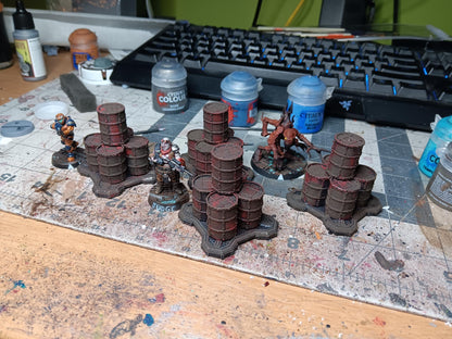 Crates and Barrels Scatter - Refuelling Base - Sci-Fi Space Industrial Terrain by Print Minis