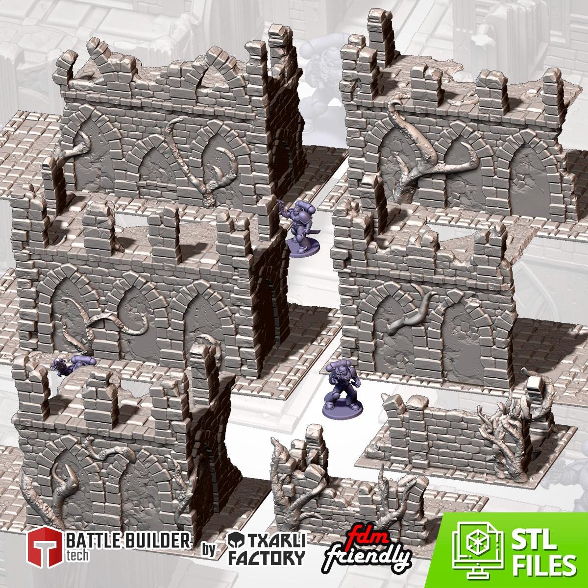 ABANDONED RUINS GW Txarli Factory Imperial Building modular Cityscape Set, Perfect for Tabletop Wargames