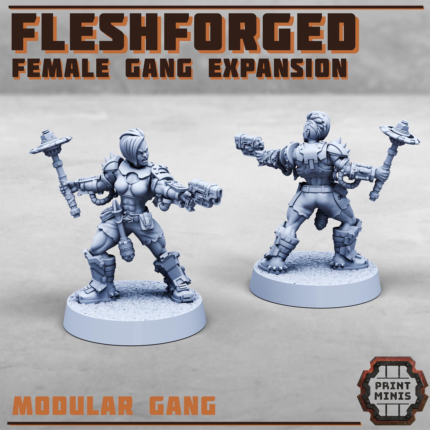 Female Fleshforged - Gang Expansion - a Muscular Gang - Sci-Fi Grimdark Mercenaries by Print Minis
