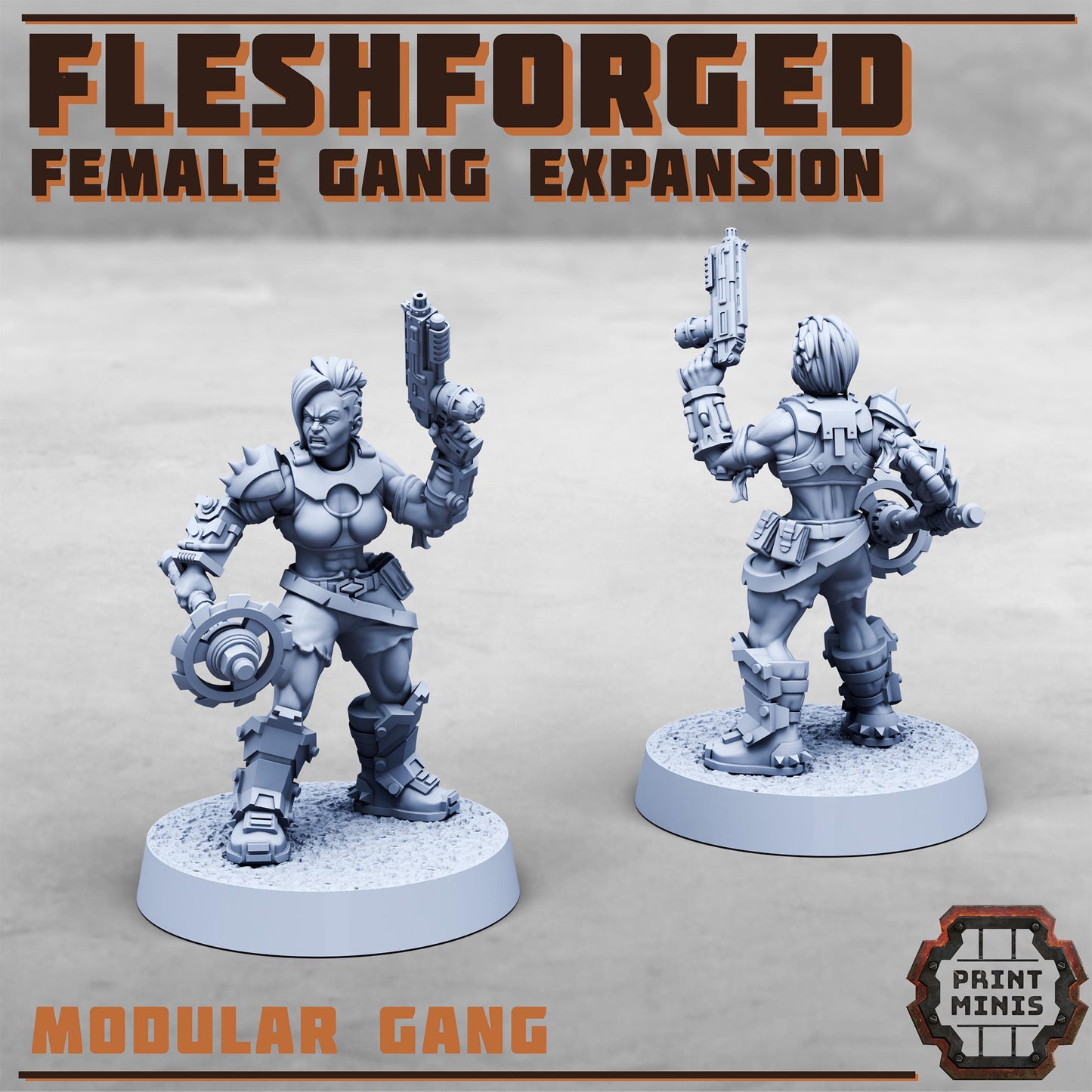 Female Fleshforged - Gang Expansion - a Muscular Gang - Sci-Fi Grimdark Mercenaries by Print Minis