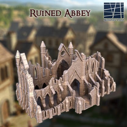 Ruined Abbey - Tabletop Terrain - 28 MM, Tabletop 3D Printed Terrain by MiniatureLand, Perfect for Wargaming and RPGs