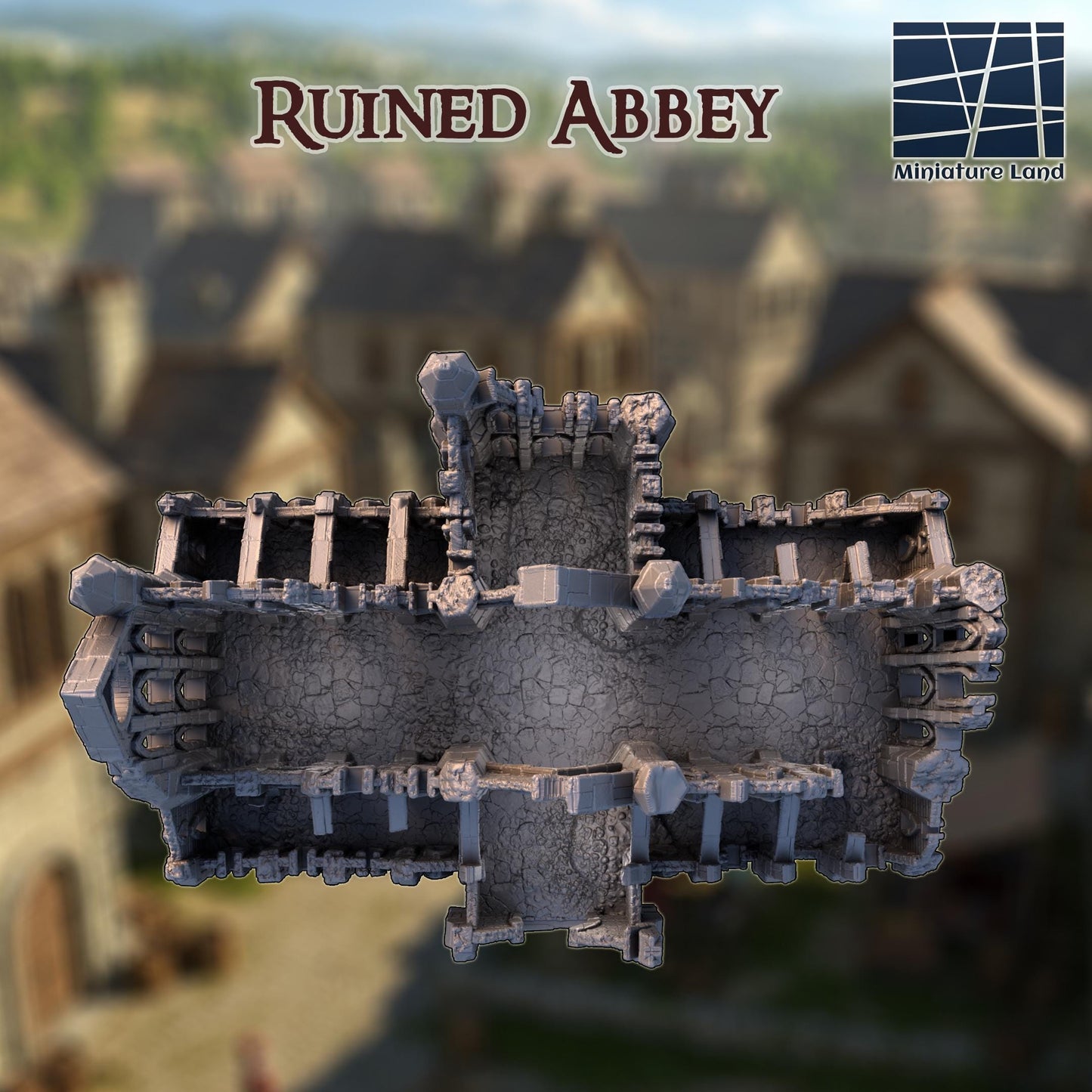 Ruined Abbey - Tabletop Terrain - 28 MM, Tabletop 3D Printed Terrain by MiniatureLand, Perfect for Wargaming and RPGs