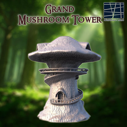 Grand Mushroom Tower - Tabletop Terrain - 28 MM, Tabletop 3D Printed Terrain by MiniatureLand, Perfect for Wargaming and RPGs