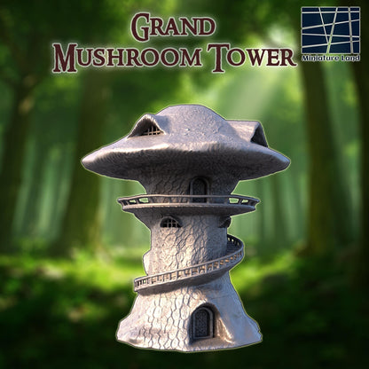 Grand Mushroom Tower - Tabletop Terrain - 28 MM, Tabletop 3D Printed Terrain by MiniatureLand, Perfect for Wargaming and RPGs