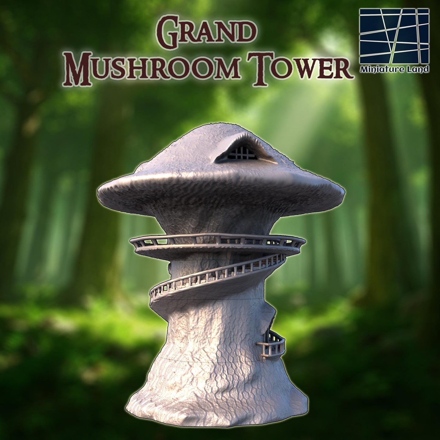 Grand Mushroom Tower - Tabletop Terrain - 28 MM, Tabletop 3D Printed Terrain by MiniatureLand, Perfect for Wargaming and RPGs