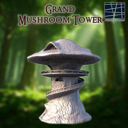 Grand Mushroom Tower - Tabletop Terrain - 28 MM, Tabletop 3D Printed Terrain by MiniatureLand, Perfect for Wargaming and RPGs