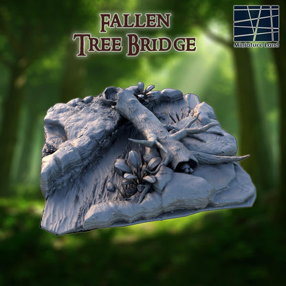 Fallen Tree Bridge - Tabletop Terrain - 28 MM, Tabletop 3D Printed Terrain by MiniatureLand, Perfect for Wargaming and RPGs