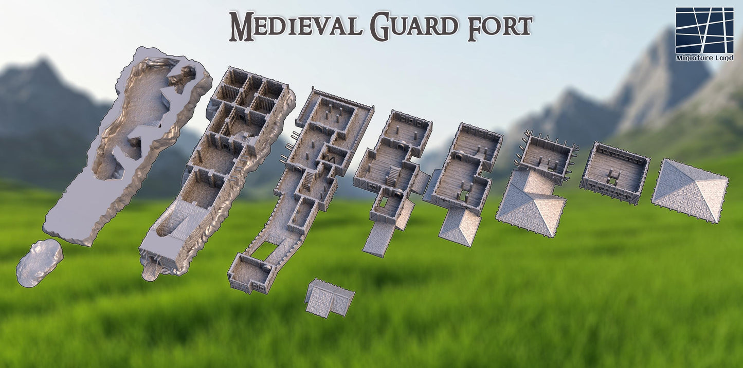 Medieval Guard Fort - Tabletop Terrain - 28 MM, Tabletop 3D Printed Terrain by MiniatureLand, Perfect for Wargaming and RPGs