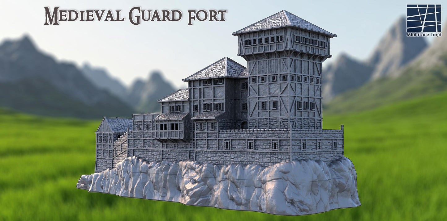 Medieval Guard Fort - Tabletop Terrain - 28 MM, Tabletop 3D Printed Terrain by MiniatureLand, Perfect for Wargaming and RPGs