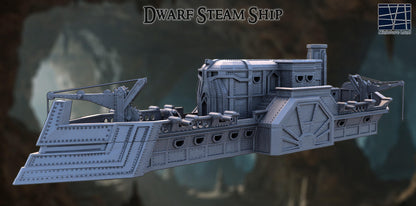 Dwarf Steam Ship - Tabletop Terrain - 28 MM, Tabletop 3D Printed Terrain by MiniatureLand, Perfect for Wargaming and RPGs