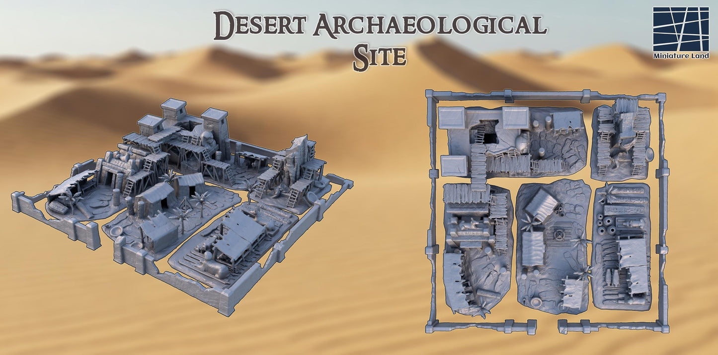Desert Archaeological Site - Tabletop Terrain - 28 MM 3D Printed Terrain by MiniatureLand, Perfect for Wargaming and RPGs