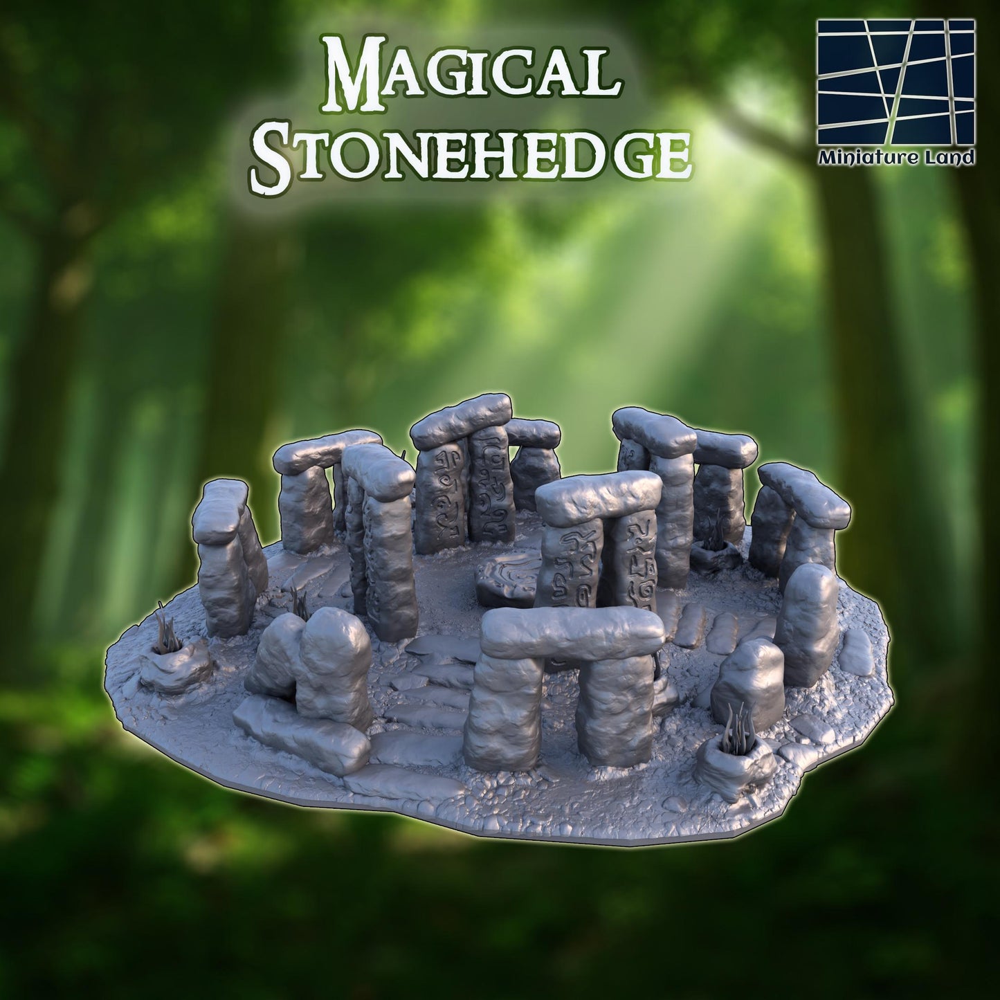 Magical Stonehedge - Tabletop Terrain - 28 MM, Tabletop 3D Printed Terrain by MiniatureLand, Perfect for Wargaming and RPGs