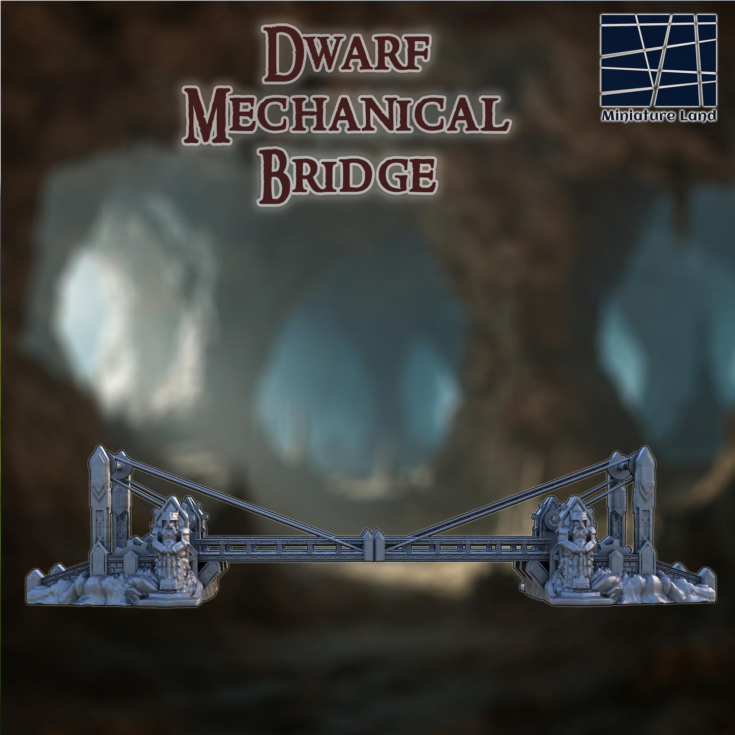Dwarf Mechanical Bridge - Tabletop Terrain - 28 MM, Tabletop 3D Printed Terrain by MiniatureLand, Perfect for Wargaming and RPGs