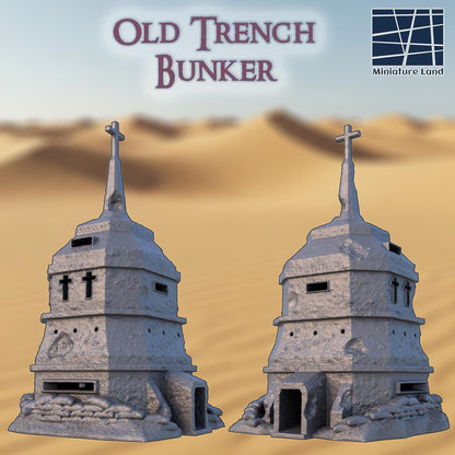 Old Trench Bunker - Tabletop Terrain - 32MM, 28 MM, Tabletop 3D Printed Terrain by MiniatureLand, Perfect for Wargaming and RPGs