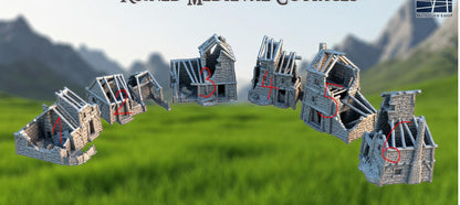 Ruined Medieval Cottages - Tabletop Terrain - 28 MM, Tabletop 3D Printed Terrain by MiniatureLand, Perfect for Wargaming and RPGs