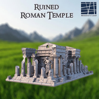 Ruined Roman Temple - Tabletop Terrain - 28 MM, Tabletop 3D Printed Terrain by MiniatureLand, Perfect for Wargaming and RPGs