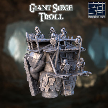 Giant Siege Troll - Tabletop Terrain - 28 MM, Tabletop 3D Printed Terrain by MiniatureLand, Perfect for Wargaming and RPGs