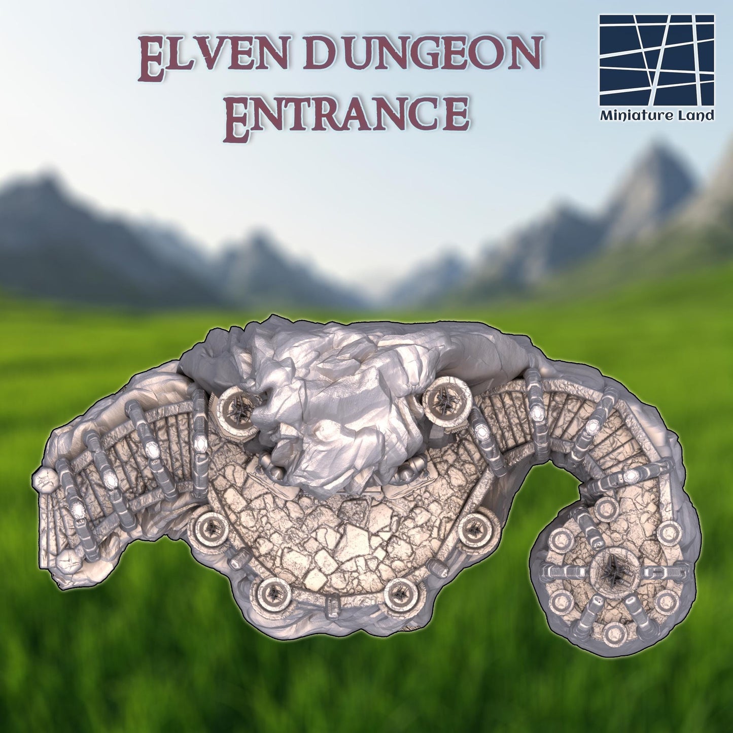 Elven Dungeon Entrance - Tabletop Terrain - 28 MM, Tabletop 3D Printed Terrain by MiniatureLand, Perfect for Wargaming and RPGs