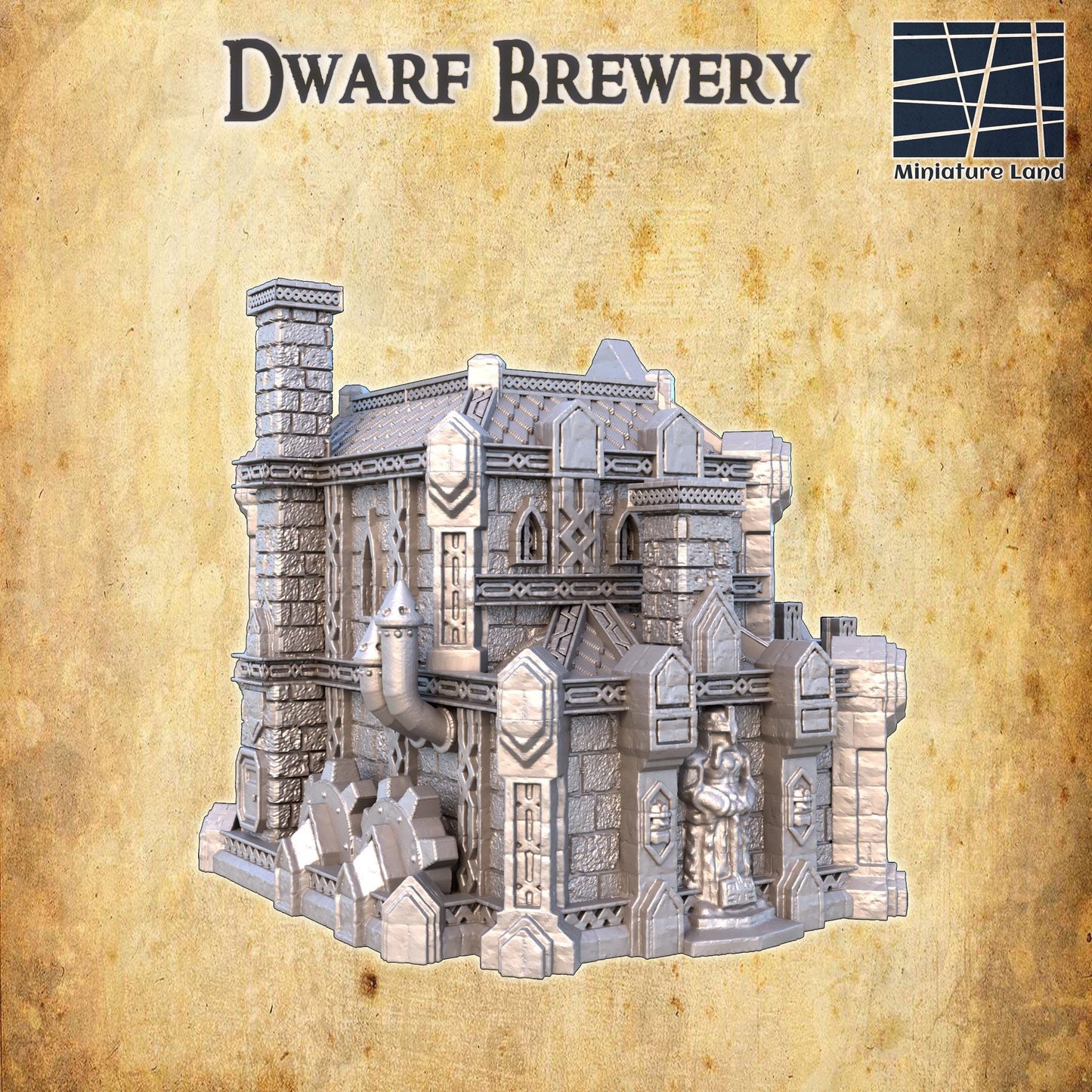 Dwarf Brewery - Tabletop Terrain - 28 MM, Tabletop 3D Printed Terrain by MiniatureLand, Perfect for Wargaming and RPGs