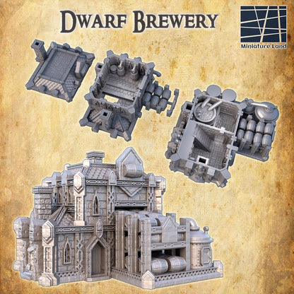 Dwarf Brewery - Tabletop Terrain - 28 MM, Tabletop 3D Printed Terrain by MiniatureLand, Perfect for Wargaming and RPGs