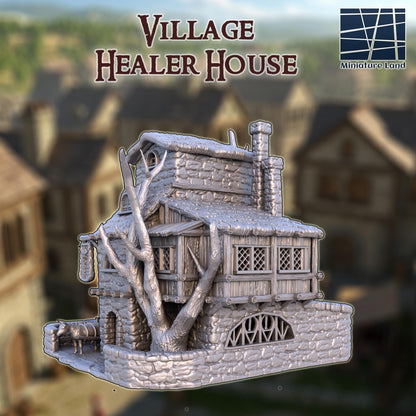 Village Healer House - Tabletop Terrain - 28 MM, Tabletop 3D Printed Terrain by MiniatureLand, Perfect for Wargaming and RPGs