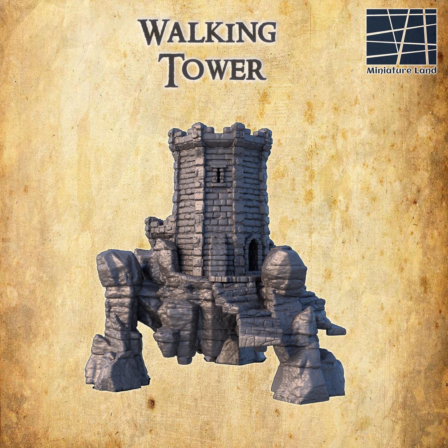 Walking Tower - Tabletop Terrain - 28 MM, Tabletop 3D Printed Terrain by MiniatureLand, Perfect for Wargaming and RPGs