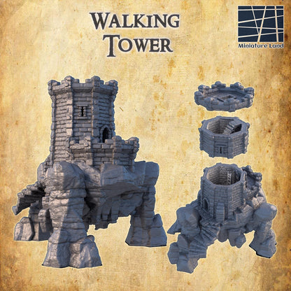 Walking Tower - Tabletop Terrain - 28 MM, Tabletop 3D Printed Terrain by MiniatureLand, Perfect for Wargaming and RPGs