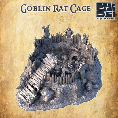 Goblin Rat Cage - Tabletop Terrain - 28 MM, Tabletop 3D Printed Terrain by MiniatureLand, Perfect for Wargaming and RPGs