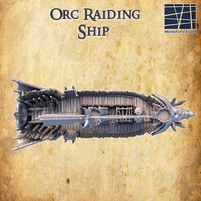 Orc Raiding Ship - Tabletop Terrain - 28 MM, Tabletop 3D Printed Terrain by MiniatureLand, Perfect for Wargaming and RPGs