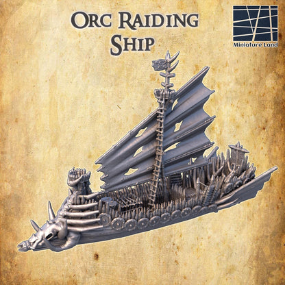 Orc Raiding Ship - Tabletop Terrain - 28 MM, Tabletop 3D Printed Terrain by MiniatureLand, Perfect for Wargaming and RPGs