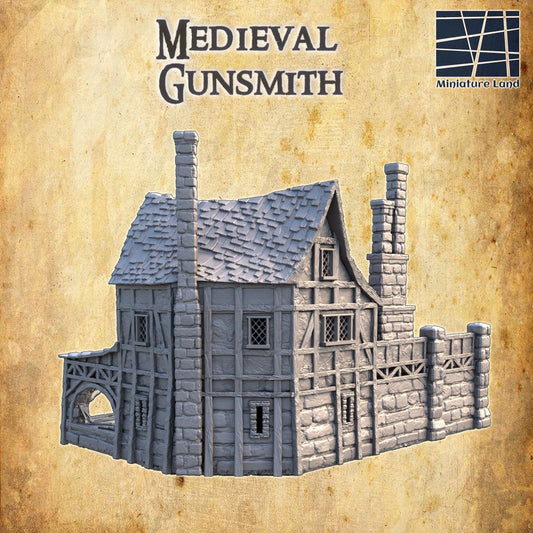 Medieval Gunsmith - Tabletop Terrain - 28 MM, Tabletop 3D Printed Terrain by MiniatureLand, Perfect for Wargaming and RPGs