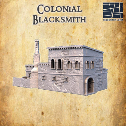 Colonial Blacksmith - Tabletop Terrain - 28 MM, Tabletop 3D Printed Terrain by MiniatureLand, Perfect for Wargaming and RPGs