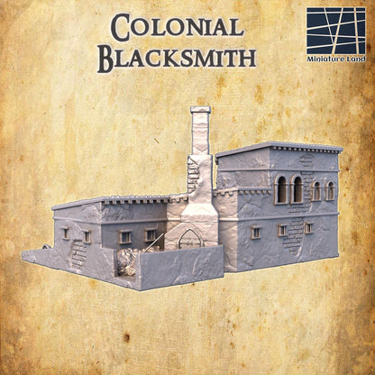 Colonial Blacksmith - Tabletop Terrain - 28 MM, Tabletop 3D Printed Terrain by MiniatureLand, Perfect for Wargaming and RPGs