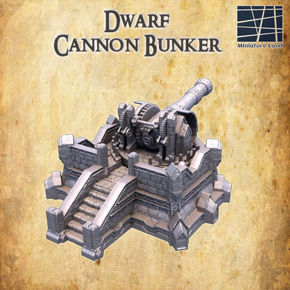Dwarf Cannon Bunker - Tabletop Terrain - 28 MM, Tabletop 3D Printed Terrain by MiniatureLand, Perfect for Wargaming and RPGs