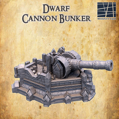 Dwarf Cannon Bunker - Tabletop Terrain - 28 MM, Tabletop 3D Printed Terrain by MiniatureLand, Perfect for Wargaming and RPGs