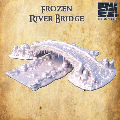 Frozen River Bridge - Tabletop Terrain - 28 MM, Tabletop 3D Printed Terrain by MiniatureLand, Perfect for Wargaming and RPGs