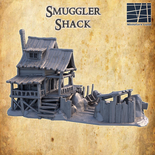 Smuggler Shack - Tabletop Terrain - 28 MM, Tabletop 3D Printed Terrain by MiniatureLand, Perfect for Wargaming and RPGs