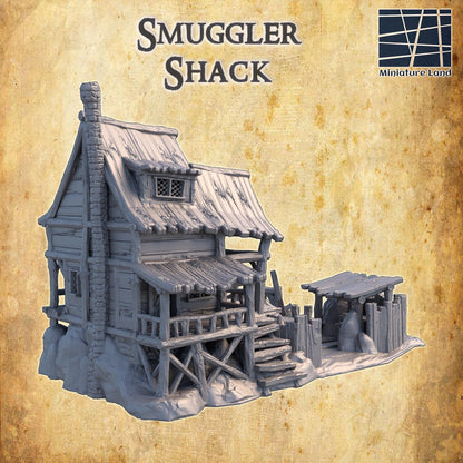 Smuggler Shack - Tabletop Terrain - 28 MM, Tabletop 3D Printed Terrain by MiniatureLand, Perfect for Wargaming and RPGs