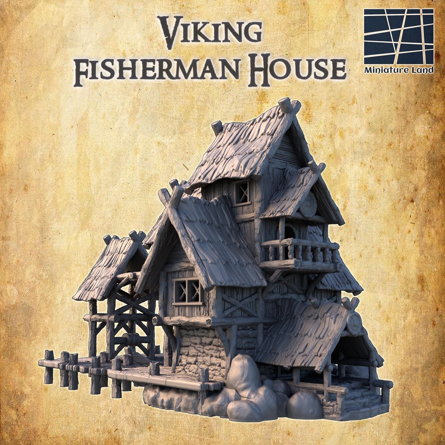 Viking Fisherman House - Tabletop Terrain - 28 MM, Tabletop 3D Printed Terrain by MiniatureLand, Perfect for Wargaming and RPGs